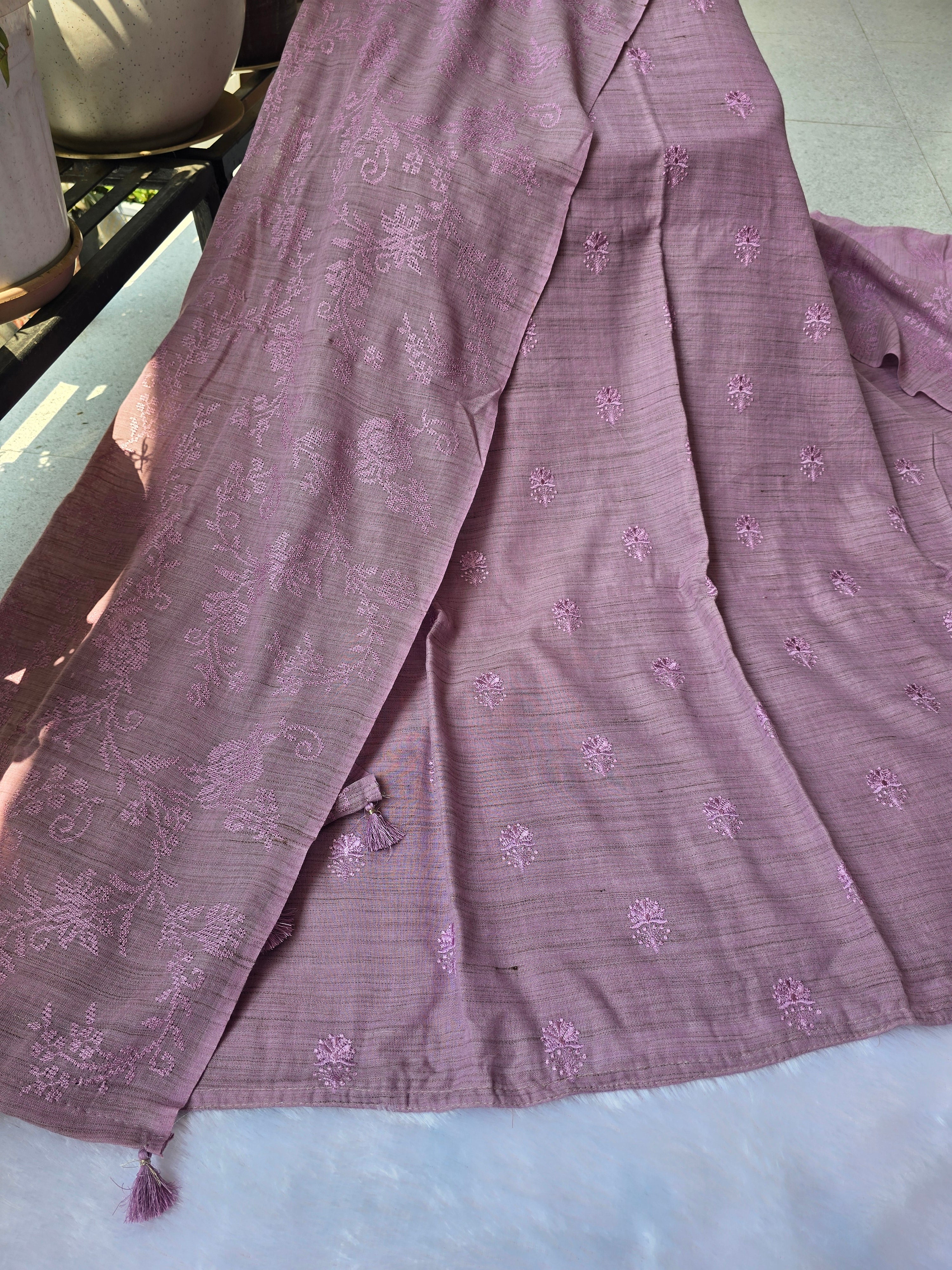 Embroidered Linen Unstitched Suit Set – Dusty Lavender