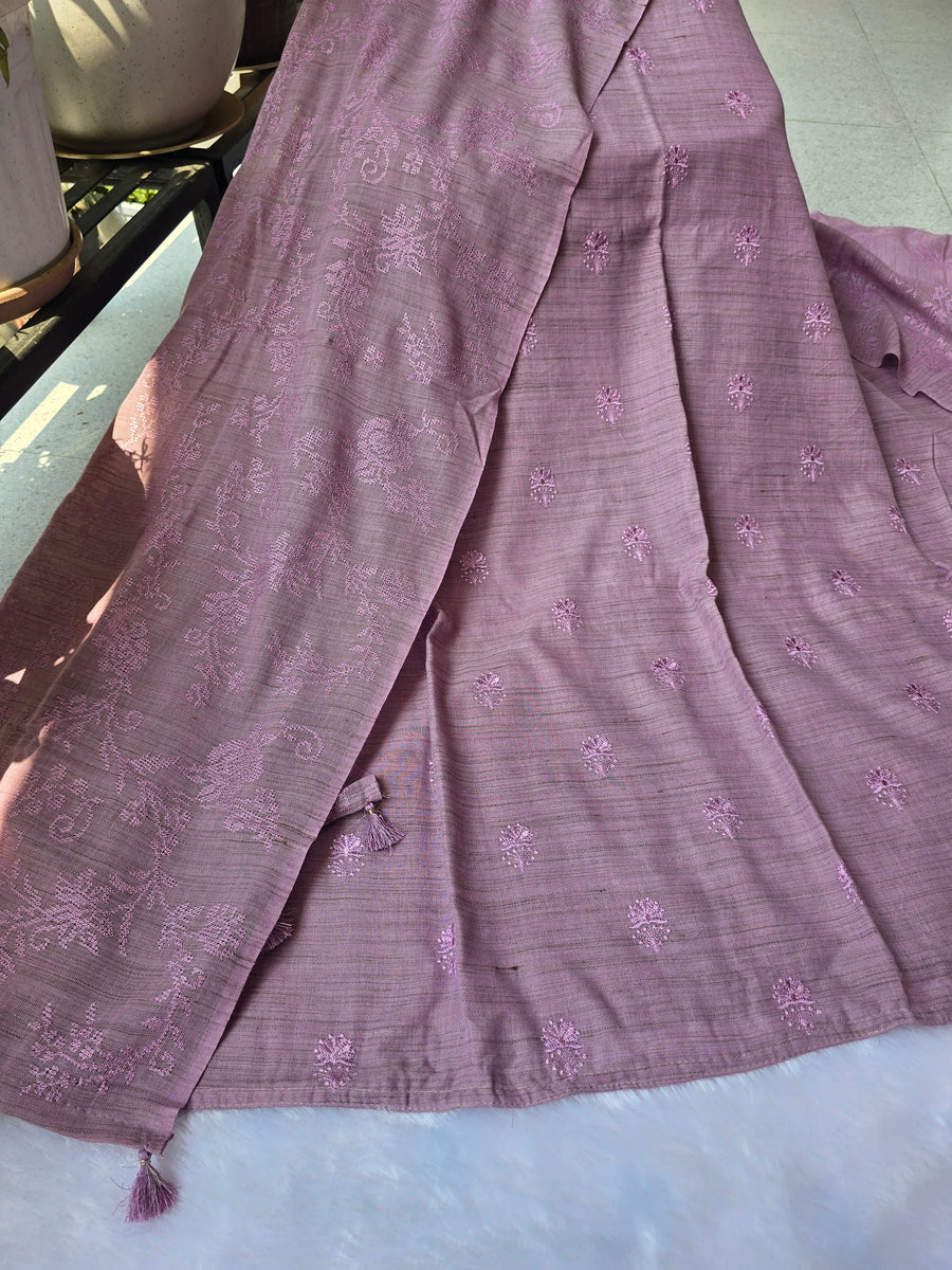 Embroidered Linen Unstitched Suit Set – Dusty Lavender