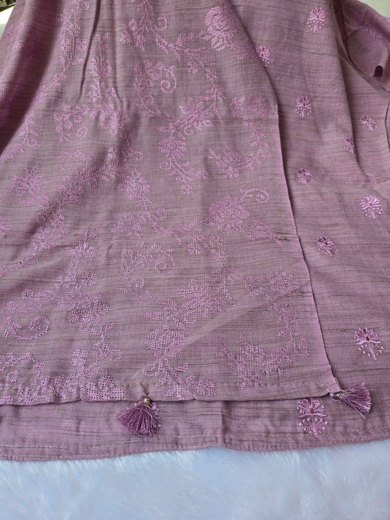 Embroidered Linen Unstitched Suit Set – Dusty Lavender