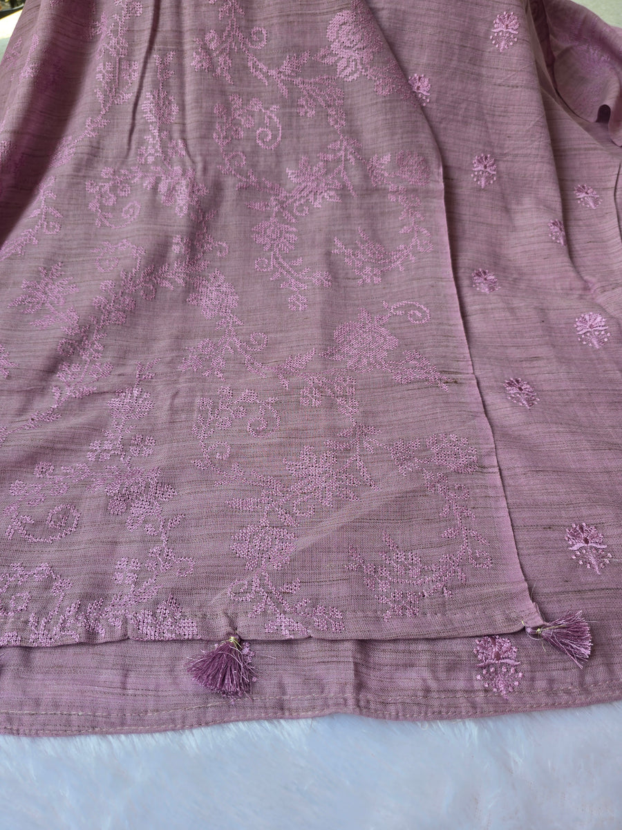 Embroidered Linen Unstitched Suit Set – Dusty Lavender