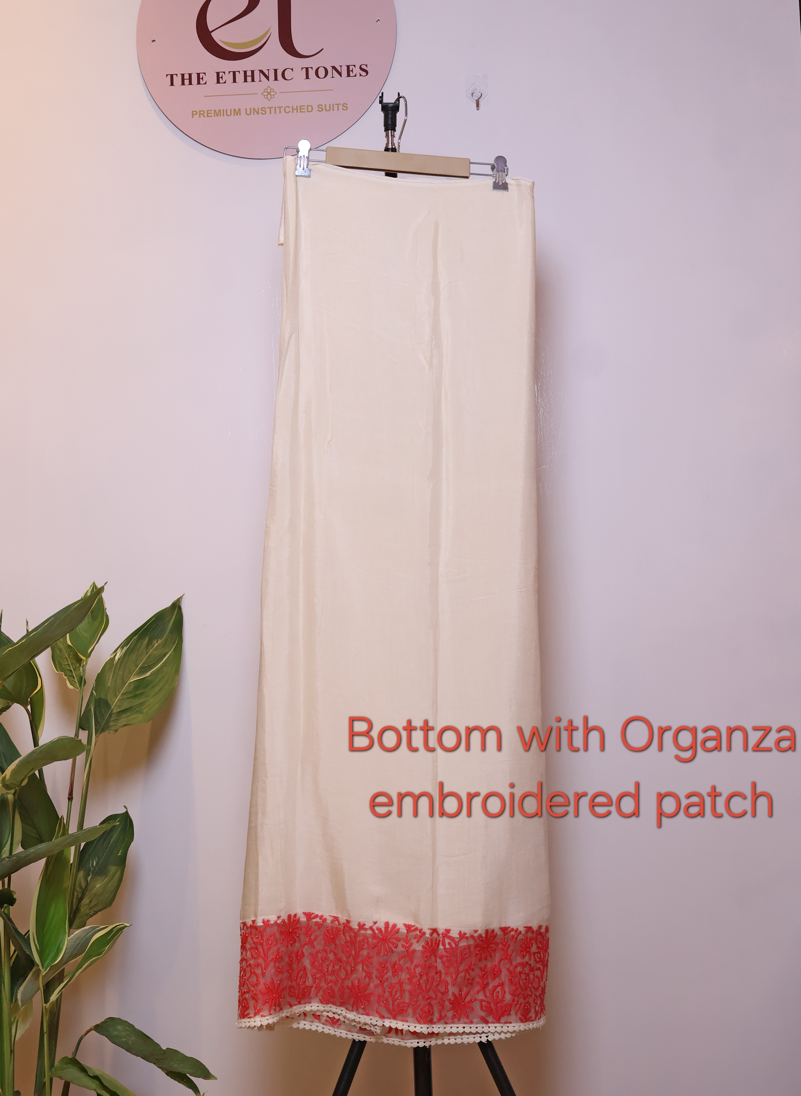 Ivory Silk Chanderi Unstitched Suit with Resham Thread Embroidery