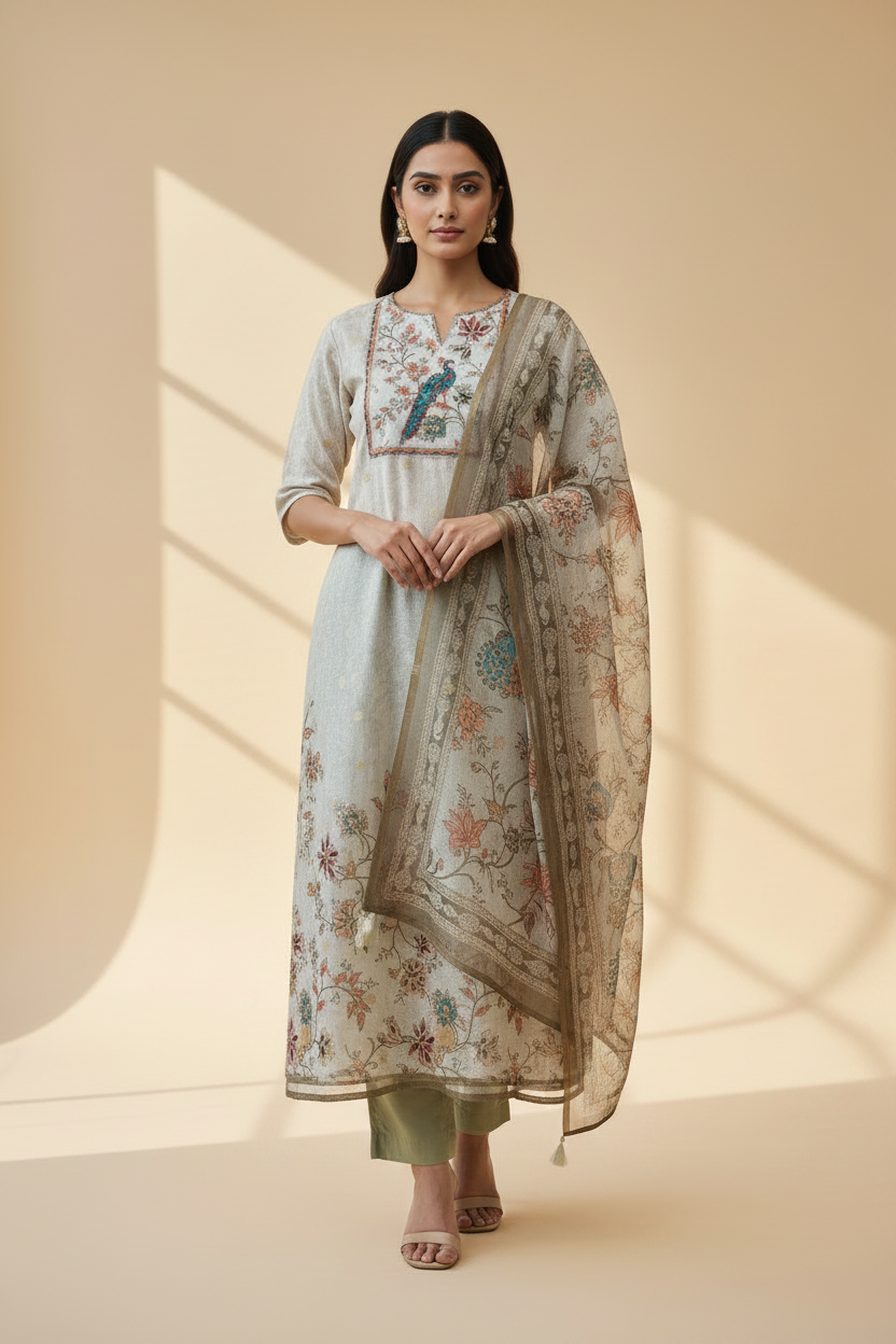 The Ethnic Tones - Double Shoulder Back Drape
